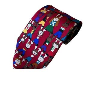 Save the Children Mens Tie Silk If We All Work Together Leah Age 12 #2252